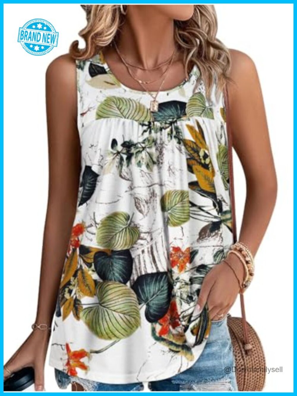 Womens Summer Sleeveless Tank Top Loose Fit Tunic Blouse
